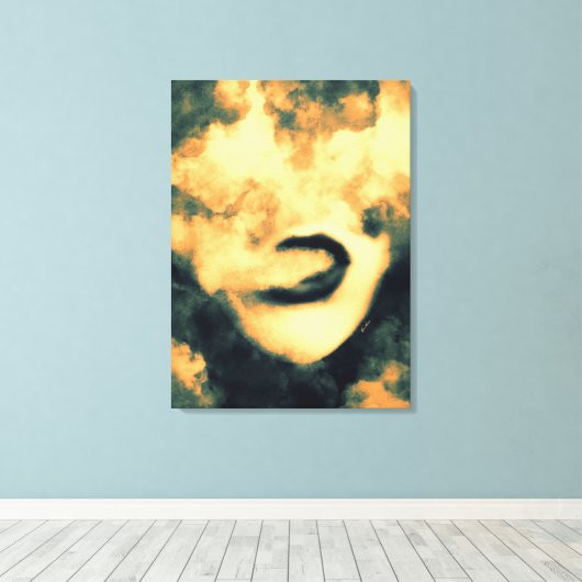Mouth Smoke Vape Grunge Art Canvas Afdruk (Insitu (Houten vloer))