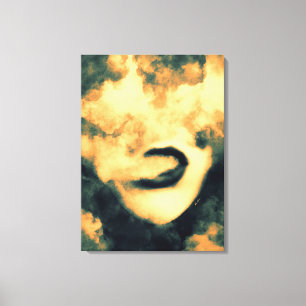 Mouth Smoke Vape Grunge Art Canvas Afdruk