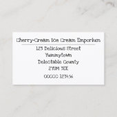 Mouth-Watering Cherry Ice Cream Visitekaartje (Achterkant)
