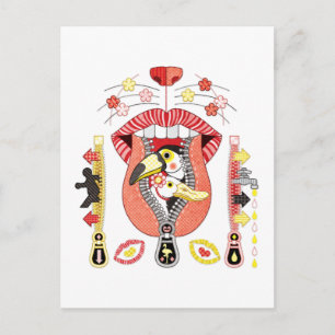 Mouth zipper exit and entrance briefkaart