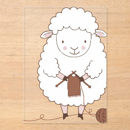 Mouton Mignon qui Tricote de la Laine Marron Acryl Uitnodigingen