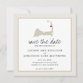 Movable Red Heart Wellfleet Cape Cod Map Weddensch Save The Date (Voorkant)
