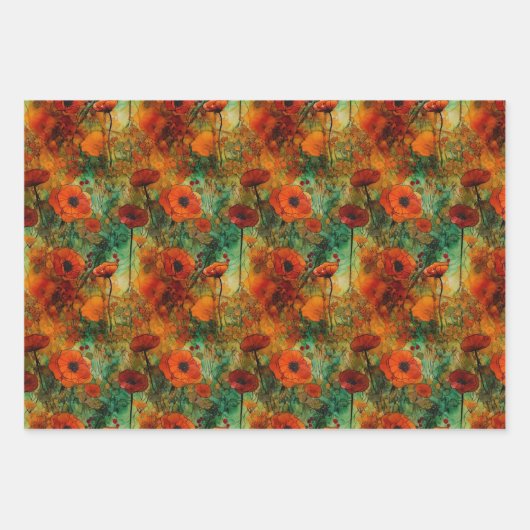 Movana - Rote Mohn Welt - Geschenkpapier Set Inpakpapier Vel (Voorkant 2)