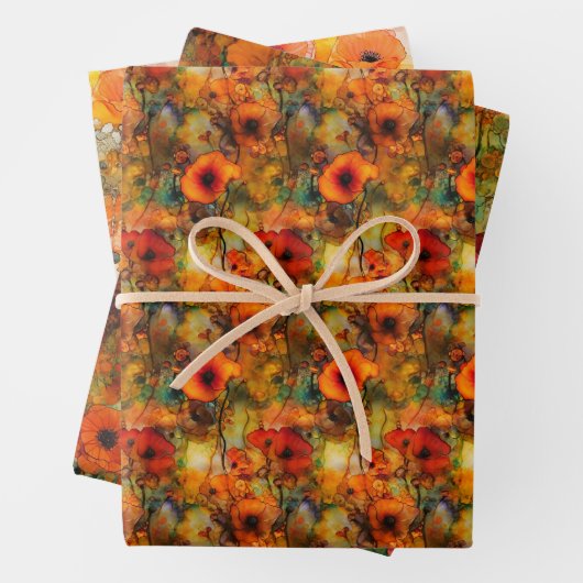 Movana - Rote Mohn Welt - Geschenkpapier Set Inpakpapier Vel (In situ)