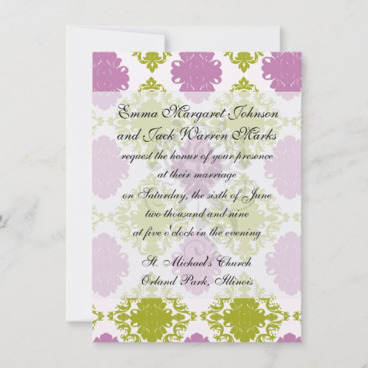 move lavender lime green white diamantdamask kaart (Voorkant)