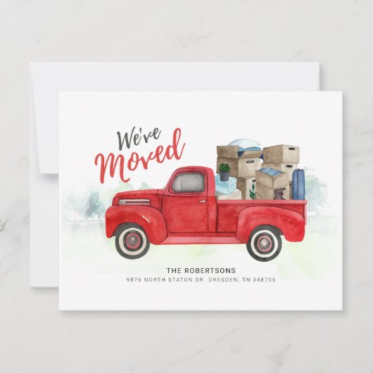 Move Moved Family Waterverf Moving Annountion (Voorkant)