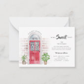 Move Moved Gingham Red door Moving Announcement Notitiekaartje (Voorkant)