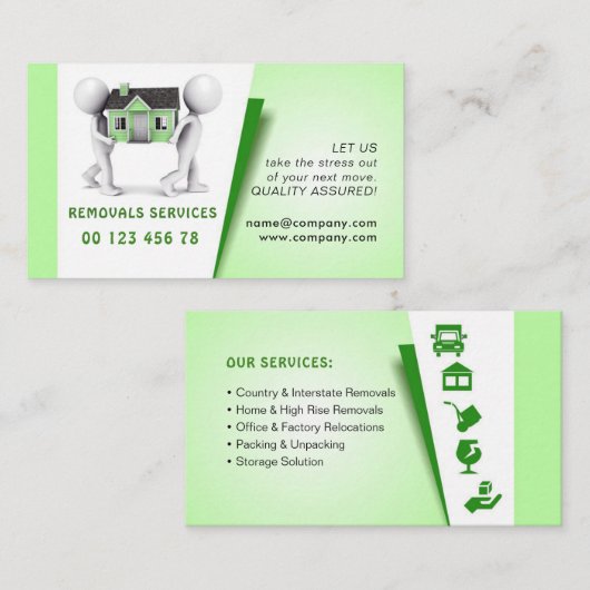 Movers-, pak- en uitpakservice visitekaartje (Voorkant / Achterkant)