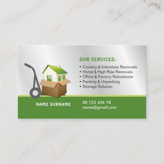 Movers, verwijderingsservice visitekaartje (Achterkant)