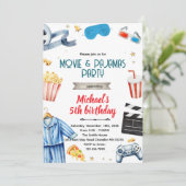 Movie and Pajamas boy theme invitation Kaart (Staand voorkant)