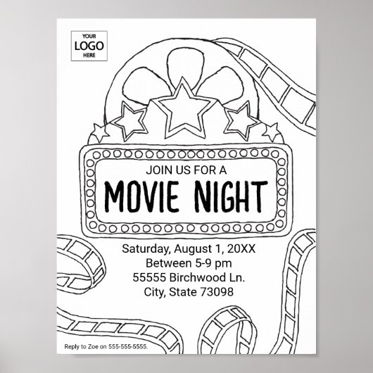 Movie Art Invite Kleurplaten Werkblad Activiteit Poster (Voorkant)