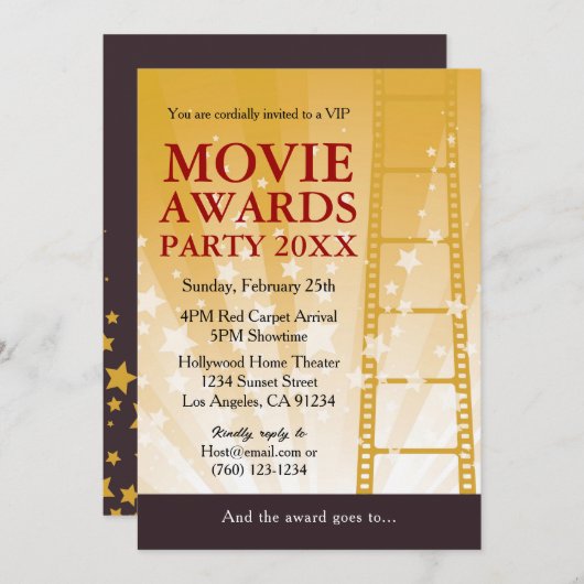Movie Awards Party Invitation Kaart (Voorkant / Achterkant)