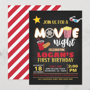 Movie Birthday Invitation - Red Kaart