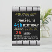 MOVIE BIRTHDAY PARTIJ INVITATIE KAART (Staand voorkant)