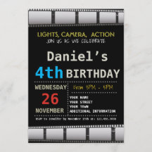 MOVIE BIRTHDAY PARTIJ INVITATIE