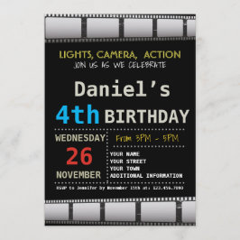 MOVIE BIRTHDAY PARTIJ INVITATIE KAART