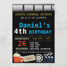 MOVIE BIRTHDAY PARTIJ INVITATIE