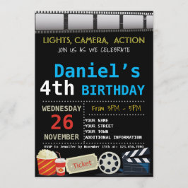 MOVIE BIRTHDAY PARTIJ INVITATIE KAART