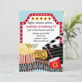 Movie Birthday Party Invitation Kaart (Staand voorkant)