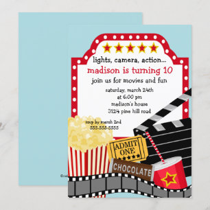 Movie Birthday Party Invitation Kaart