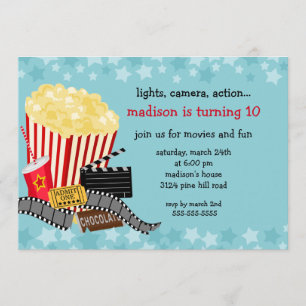 Movie Birthday Party Invitation Kaart