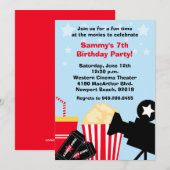 Movie Birthday Party Invitation Kaart (Voorkant / Achterkant)
