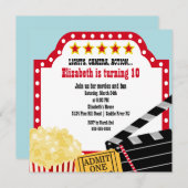 Movie Birthday Party Invitation Kaart (Voorkant / Achterkant)
