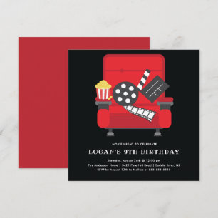 Movie Birthday Party Invitation Kaart