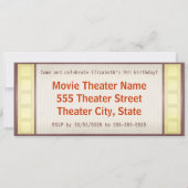 Movie Birthday Party Marquee Kaart (Achterkant)