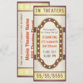 Movie Birthday Party Marquee Kaart (Voorkant / Achterkant)