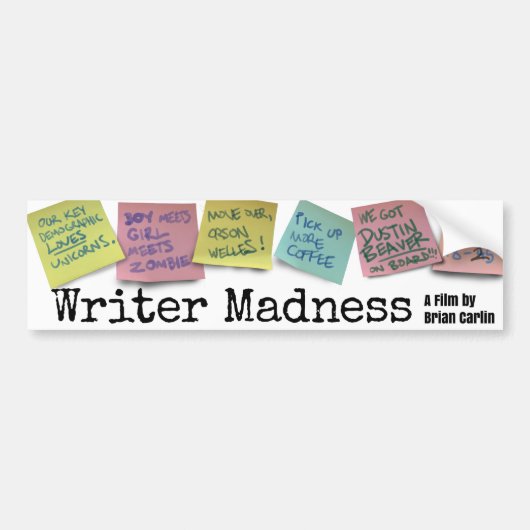 Movie Bumpersticker "Writer Madness" (Voorkant)