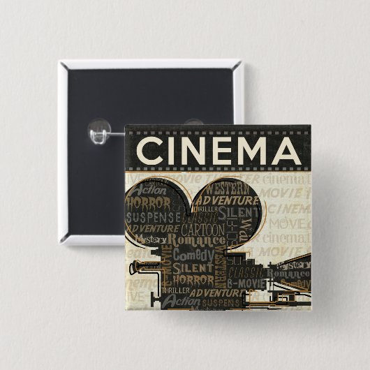 Movie Camera Reel Vierkante Button 5,1 Cm (Voorkant /achterkant)