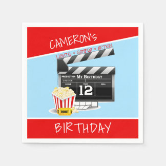 Movie Clapboard Popcorn 12th Birthday Party Servet