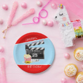 Movie Clapboard Popcorn 25th Birthday Papieren Bordje (Feest)