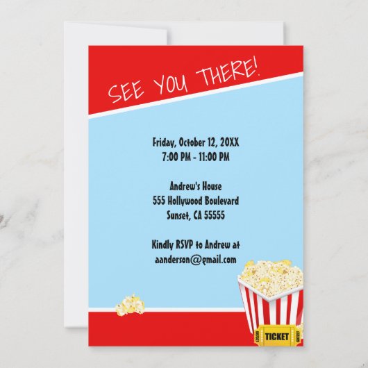 Movie Clapboard Popcorn 9th Birthday Party Kaart (Achterkant)