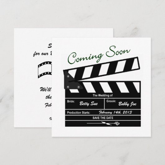 Movie Clapboard Wedding Save the Date (Voorkant / Achterkant)