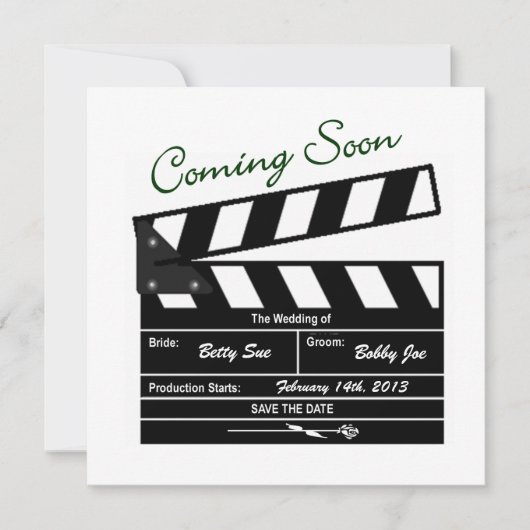 Movie Clapboard Wedding Save the Date (Voorkant)