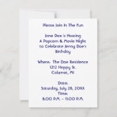 MOVIE EN POPCORN PARTIJ INVITATIE THEATER THEATER  KAART (Achterkant)