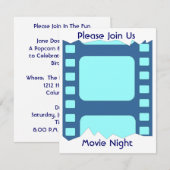 MOVIE EN POPCORN PARTIJ INVITATIE THEATER THEATER  KAART (Voorkant / Achterkant)