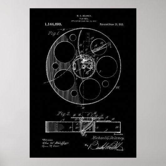 Movie Film Reel Patent Poster (Voorkant)