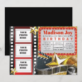 MOVIE HOLLYWOOD FOTO Birthday Party Invitation Kaart (Voorkant / Achterkant)