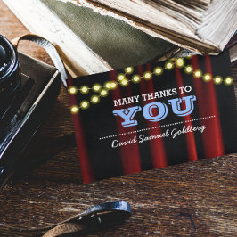 Movie Lights Blauwe Bar Mitzvah Dank u Opmerking Bedankkaart