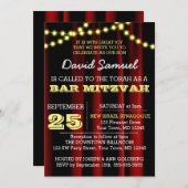 Movie Lights Gele Bar Mitzvah Uitnodiging (Voorkant / Achterkant)