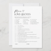 Movie Love Quotes Bridal Shower Game Activity Card Kaart (Voorkant)