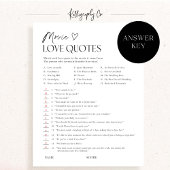 Movie Love Quotes Bridal Shower Game Activity Card Kaart