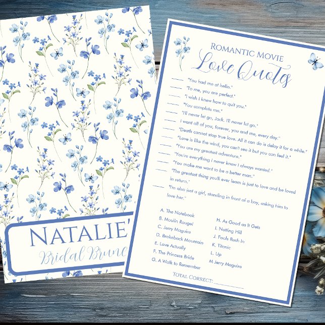 Movie Love Quotes Floral Vrijgezellenfeest spel (Creator heeft geüpload)