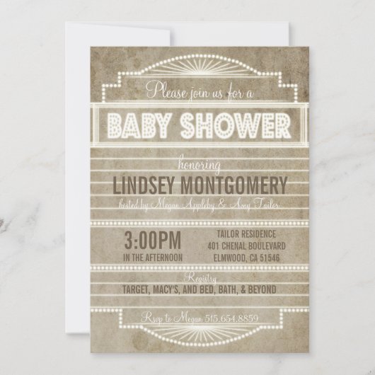 Movie Marquee Baby shower Invitatio 1920 Kaart (Voorkant)