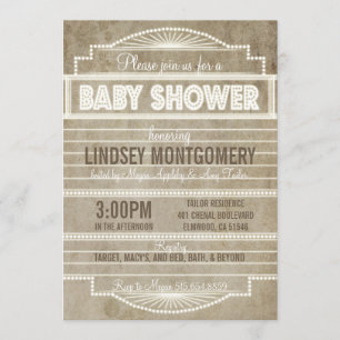  Movie Marquee Baby shower Invitatio 1920 Kaart