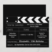 MOVIE NACHT Birthday Party Invitation Kaart (Voorkant / Achterkant)