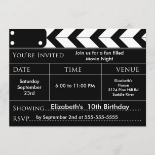 MOVIE NACHT Birthday Party Invitation Kaart